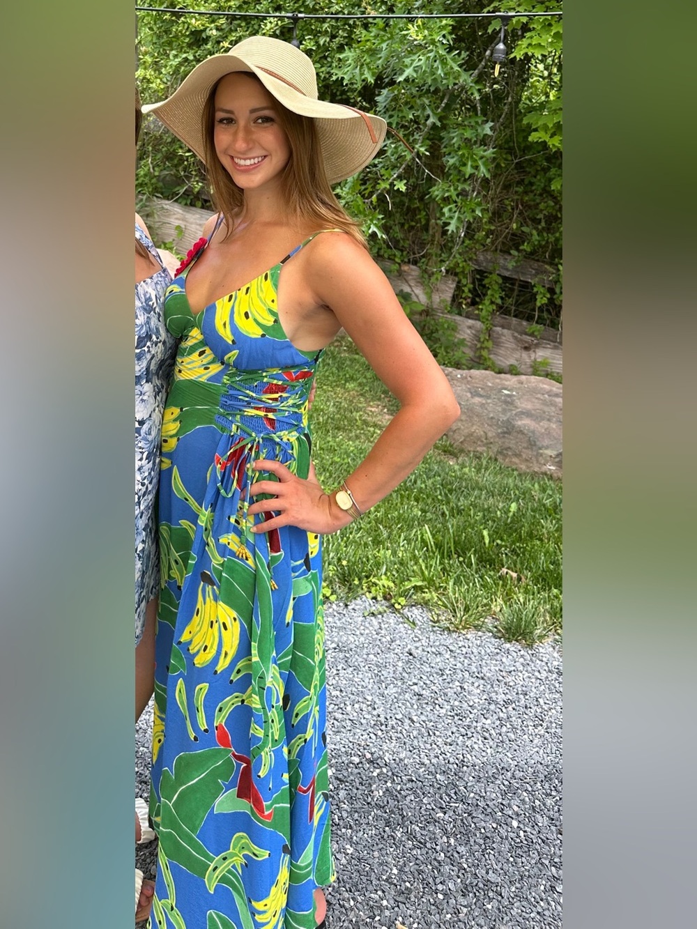 Farm Rio Blue Tropical Banana Print Maxi Dress ๐ - Picture 2 of 8